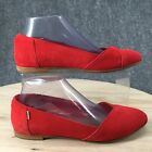 Toms Shoes Womens 8 Julie Ballet Flats Slip On Comfort 10014182 Red Suede Casual