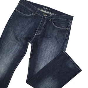 Vintage Lacoste W38" L34" Blue Denim Jeans Men's Straight Fit Button Fly A2054 - Picture 1 of 17