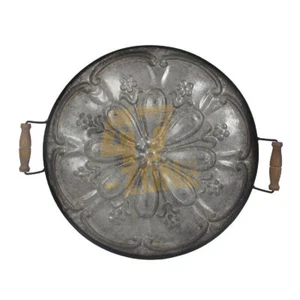 28.5x4x25" Ravello Tray Round Gray Indoor Outdoor Home Decor Tabletop Decoration - Picture 1 of 3