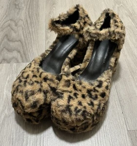 Platform Mary Jane Cheetah Faux Fur High Heels - Picture 1 of 5