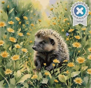 Hedgehog in Field of Flowers Cross Stitch Pattern + Photo & Pattern Keeper File - Picture 1 of 10
