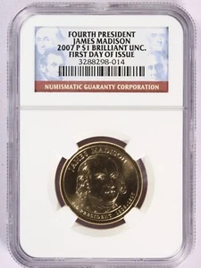 2007-P Presidential $1 James Madison NGC - BU FDOI - Picture 1 of 4