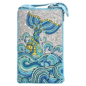 BAMBOO TRADING HAND BEADED MERMAID TAIL CLUB BAG CELLPHONE CROSSBODY WRISTLET - Picture 1 of 2
