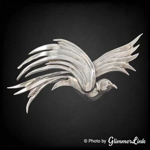 Vintage Bird In Flight 925 Sterling Silver Avian Open Wings Brooch Pin - Picture 1 of 10