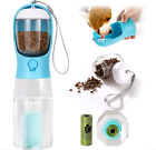 Dog Water Bottle,Portable Pet Water Bottle with Food Container,3 in 1 Dog Water