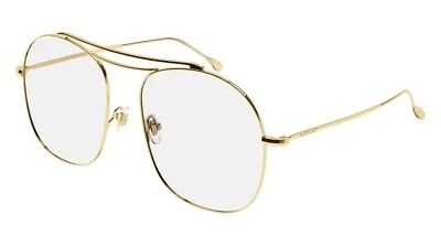 Gafas de sol Gucci GG1479S doradas/transparentes listas para usar con logotipo grabado (001) Foto 1 de 2