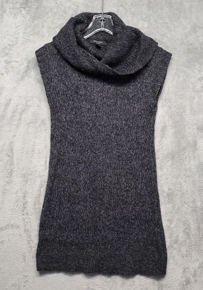 Vestido Suéter Nine West Jeans Para Mujer Talla Pequeña Gris Sin Mangas Capucha Cuello Foto 1 de 4