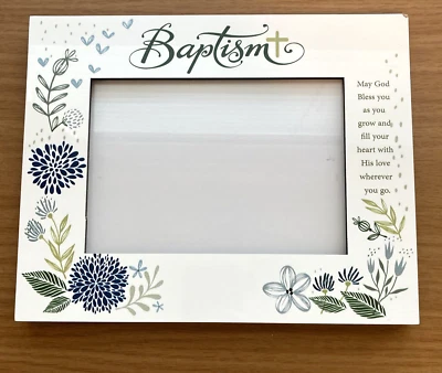 Marco de fotos de bautizo flores bautizo regalo religioso oración 5 x 7 nuevo defecto Foto 1 de 4
