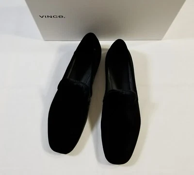 Nuevo en caja Vince Bray Mocasín Plano de Terciopelo Zapatilla para Fumar en Negro Talla 6.5, 8 $275 Foto 1 de 4