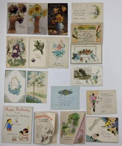 Vintage Happy Birthday Postkarten & Karten - 18 Stück - Anfang 20. Jahrhundert - Bild 1 von 10
