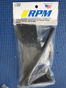RPM 70902 Front Bumper Skid Plate & Chassis Brace Team Associated SC10 BLACK - Picture 1 of 4