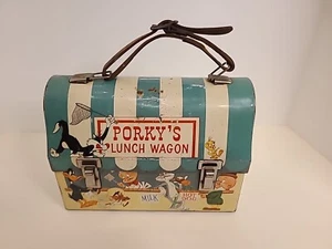 VINTAGE "PORKY'S LUNCH WAGON" VINTAGE Domed LUNCH BOX - 1959 WB With Thermos! - Picture 1 of 16