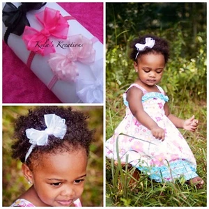 Baby or Newborn Girls Dressy Girls Headband Bow Band U PICK Blessing Christening - Picture 1 of 6