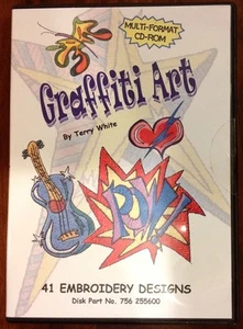 Graffiti Art by Terry White Embroidery CD ROM sewing machine Quilting peace 70's - Picture 1 of 2