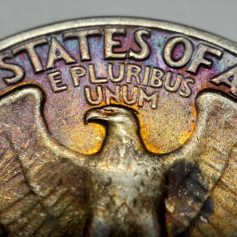1946 25c Silver Washington Quarter - Neon Rainbow Accent Toning - SKU-Z3986 Cover