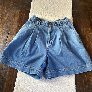 Vintage 80s 90s Liz Wear Pleated High Waist Denim Shorts Women’s 6P Mom Jeans - Picture 1 of 10