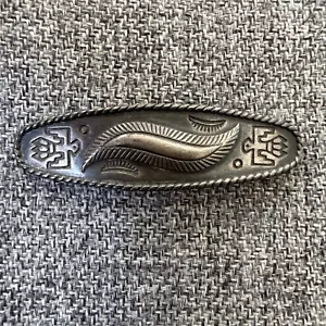 Vintage Southwest Sterling Silver Stamped Hair Clip Barrette 2 1/4” Thunderbird - Picture 1 of 6