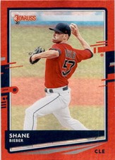 2020 Donruss Baseball Holo Red Shane Bieber #104