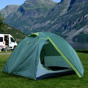 Campingzelt Trekkingzelt Kuppelzelt grün 3 Personen leicht Moskitonetz L 300 cm - Bild 1 von 9