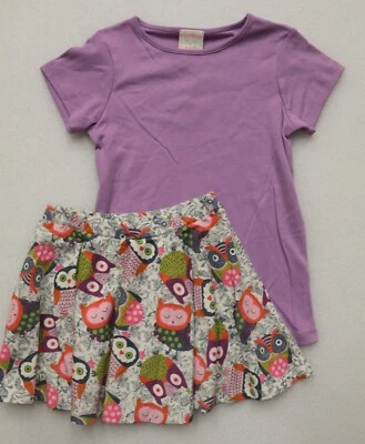 LEMON LOVES LIME GIRL'S SIZE 8 YEARS SKIRT SHIRT SET OWL PRINT PURPLE ORANGE NEW - Image 1 of 4