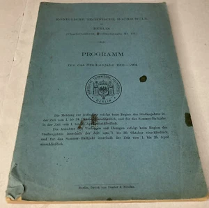 Escuela Técnica Real (“Royal Technical College”) 1903-1904 Programa - Imagen 1 de 2