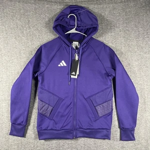 Adidas Travel Knit Jacket Womens Small Purple AEROREADY Full Zip Hoodie IB2488 - Picture 1 of 11