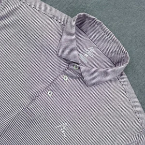 Camisa polo de golf Rhoback para hombre mediana púrpura micro rayas rendimiento manga corta - Imagen 1 de 11