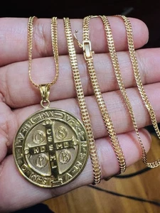 18K 750 Real Fine Pure Gold Snake Chain Saint Necklace 17.6/18” long 8.7g 2.5mm - Picture 1 of 24