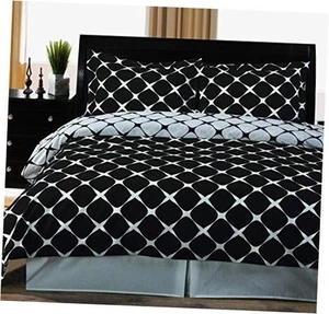  Duvet Cover 3 Piece Set - Soft and Breathable Cotton King/CalKing Black/White - Picture 1 of 3