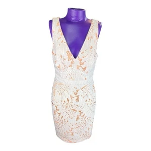 Anthropologie Gardenia Lace Column Dress Maeve Sz. 6 White Tropical Damaged - Picture 1 of 11