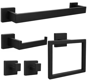 5pcs Bathroom Hardware Set, 16in Towel Bar Set, Including Square Towel Bar Sq... - Bild 1 von 7