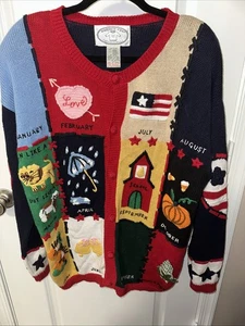 Vintage Eagle's Eye Strickjacke Pullover Monatsmotiv Lehrer 90er - Bild 1 von 10