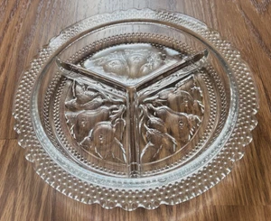 Vintage Crystal /Glass Elegant Depression Glass Round divided relish tray / dish - Picture 1 of 5