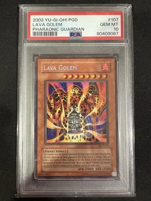 2003 Yu-Gi-Oh! Lava Golem Pharaonic Guardian PSA 10 GEM MT 💎 PGD-107 - Image 1 of 3
