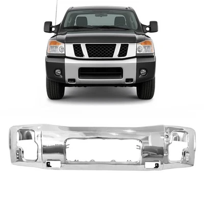 Chrome Steel Front Bumper For 2004-2015 Nissan Titan With Fog Light Holes Foto 1 de 4