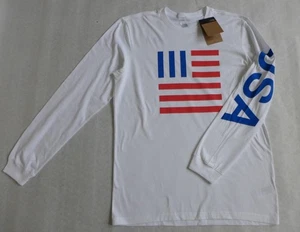 THE NORTH FACE Mens Size L IC Flag Print Crew Neck Long Sleeve Shirt Soft White - Picture 1 of 24