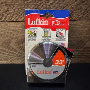 Lufkin Tape Measure 33' x 1" No. 2133 Quad Hook Chrome Vintage USA New/Old-Stock - Picture 1 of 9