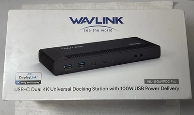 Wavlink WL-UG69PD2 Pro USB-C Dual 4K  Docking Station 100w Dock-BRAND NEW-SEALED - Image 1 of 2