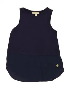 MICHAEL KORS Womens Sleeveless Blouse Top UK 10 Small Navy Blue Viscose BC02 - Picture 1 of 3