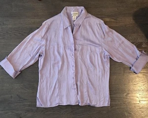 Camisa Pendleton Seda Talla 14 Púrpura Ligera Manga L3/4 Blusa Abotonada - Imagen 1 de 6