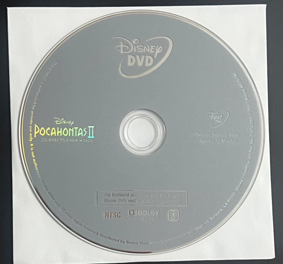 📀NEW POCAHONTAS II (1998) - DVD disc only in white paper sleeve / no case - Image 1 of 1