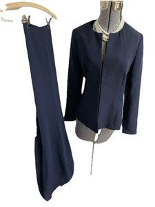NEU $ 318 Talbots Hosenanzug Größe 8 zweiteiliges Set marineblau Power Suit minimalistisch - Bild 1 von 24