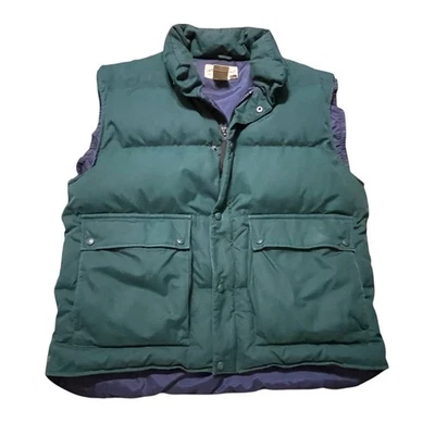 Vintage Eddie Bauer Puffer Vest Mens Large Green Goose Down Insulated Duvet - Image 1 of 4