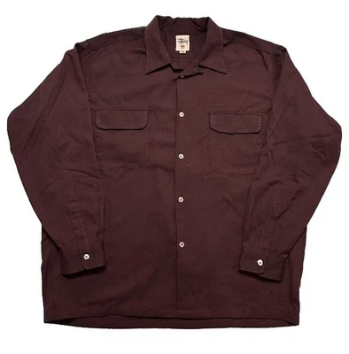 Camisa de Trabajo Vintage Años 90 Stussy Loop Cuello Abierto Botón Frontal Talla XL  Foto 1 de 4