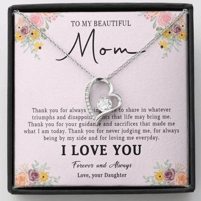 To My Beautiful Mom Necklace Birthday Gift from Daughter Love Mom Jewelry - Image 1 of 4