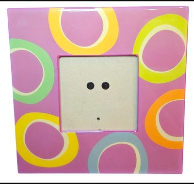 Marco de fotos rosa contemporáneo círculos coloridos 8"L foto 4" Foto 1 de 4