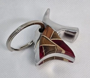 Portachiavi testa di cavallo legno intarsiato tono argento novità portachiavi collezioni Lilo - Foto 1 di 4