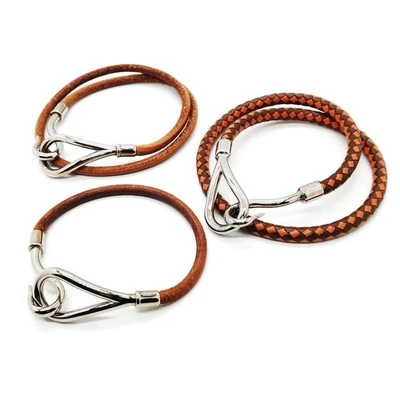 Pulseira Hermes SEM TARIFA 3 conjuntos couro marrom 4606238 - Imagem 1 de 4