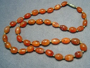 24 inch  Natural Carnelian Necklace with stainless beads - Picture 1 of 1