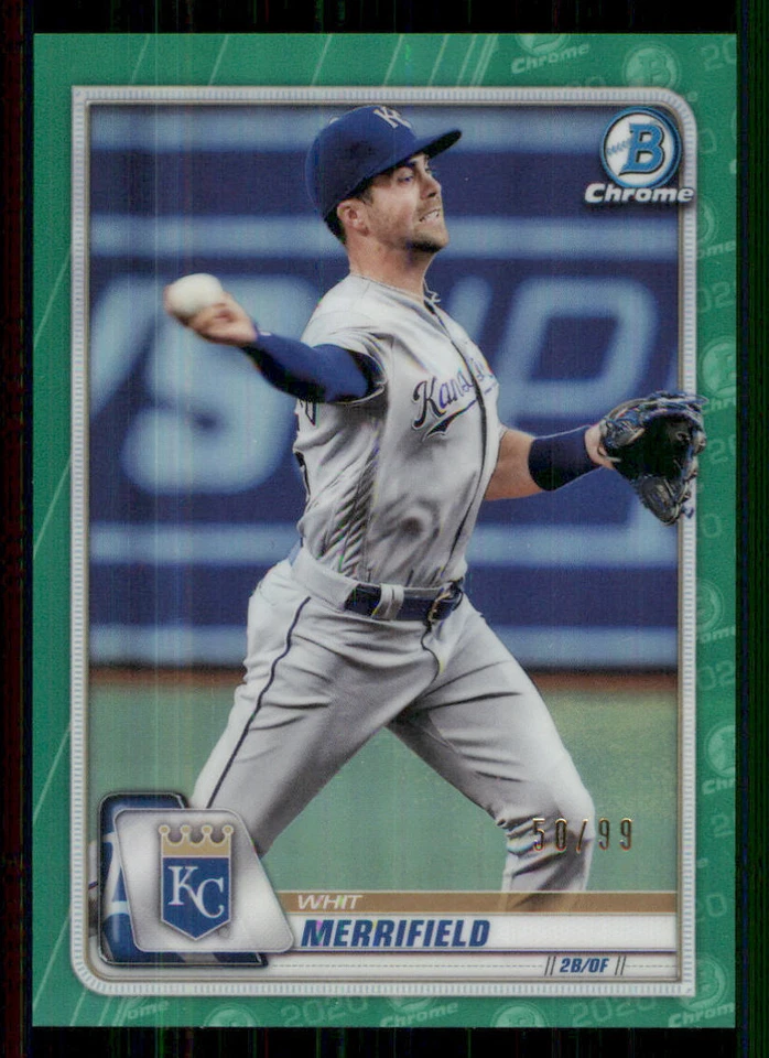 2020 Bowman Chrome Green Refractors #6 Whit Merrifield /99 - Image 1 of 2